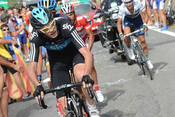 Chris Froome, Team Sky, attacks on stage 8 of the Vuelta a Espana 2012 Chris Froome, Team Sky, attacks on stage 8 of the Vuelta a Espana 2012