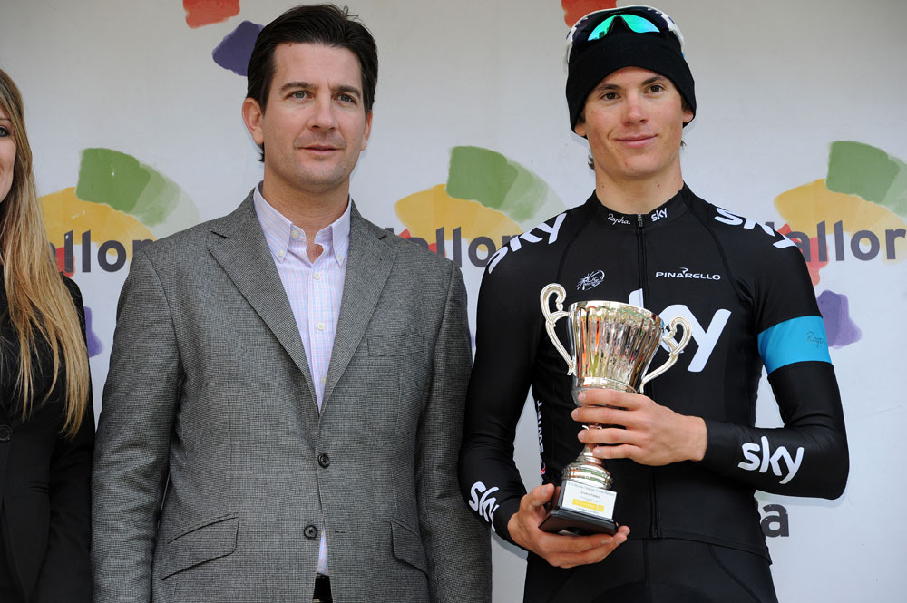 Ben Swift on podium, Trofeo Palma, Challenge Mallorca 2013