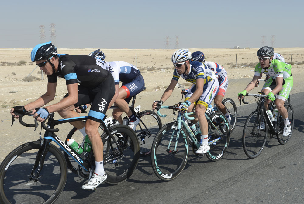 Mathew Hayman leads the escape, Tour of Qatar 2013, stage 3