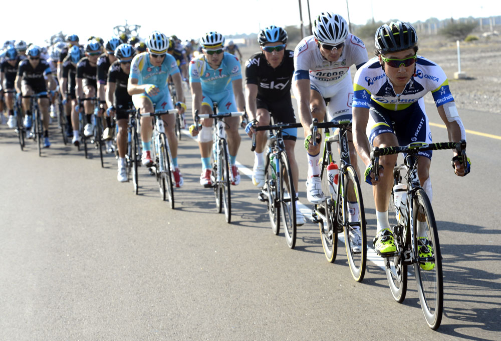 Fumi Beppu chases, Tour of Oman 2013, stage one