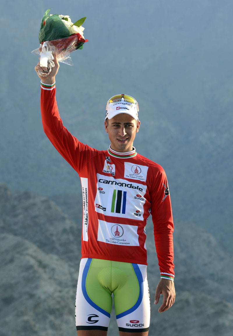 Peter Sagan on podium, Tour of Oman 2013, stage three