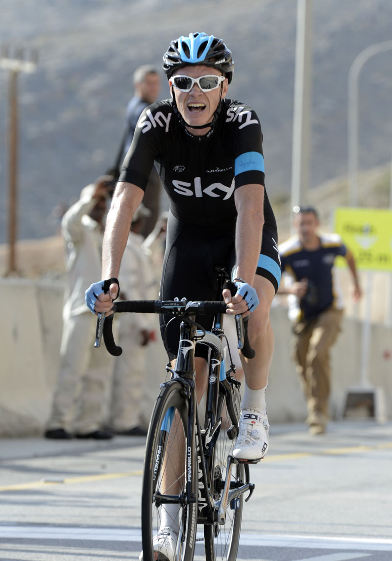 Chris Froome finishes, Tour of Oman 2013, stage four