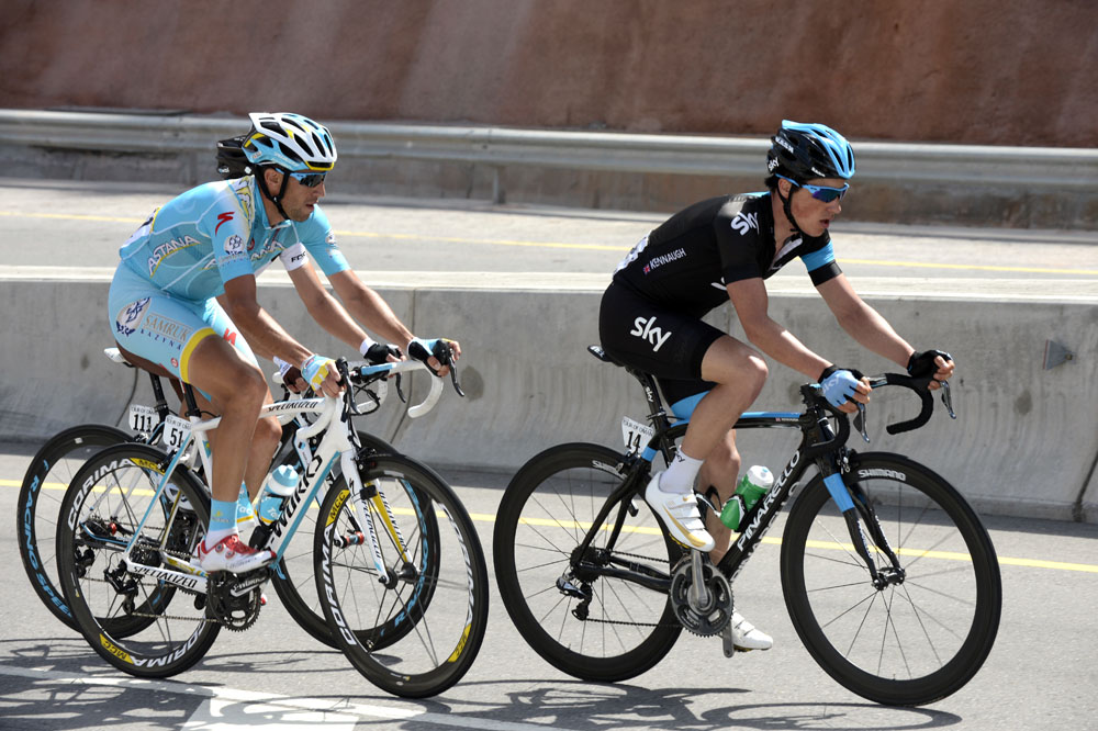 Peter Kennaugh and Vincenzo Nibali, Tour of Oman 2013, stage five