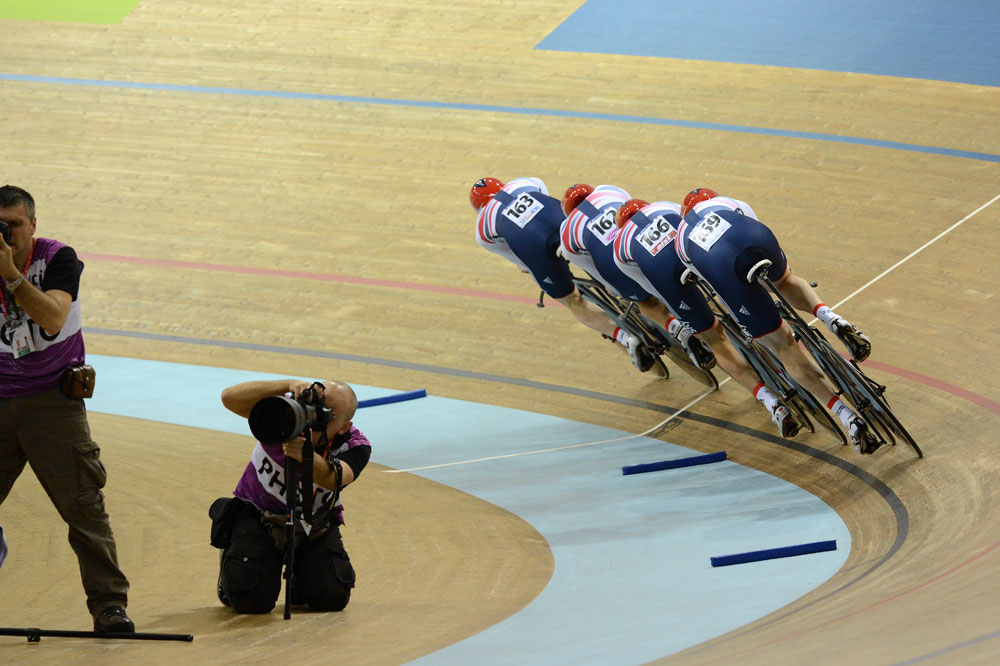 Team GB in team pursuit final, Track World Championships 2013, day one