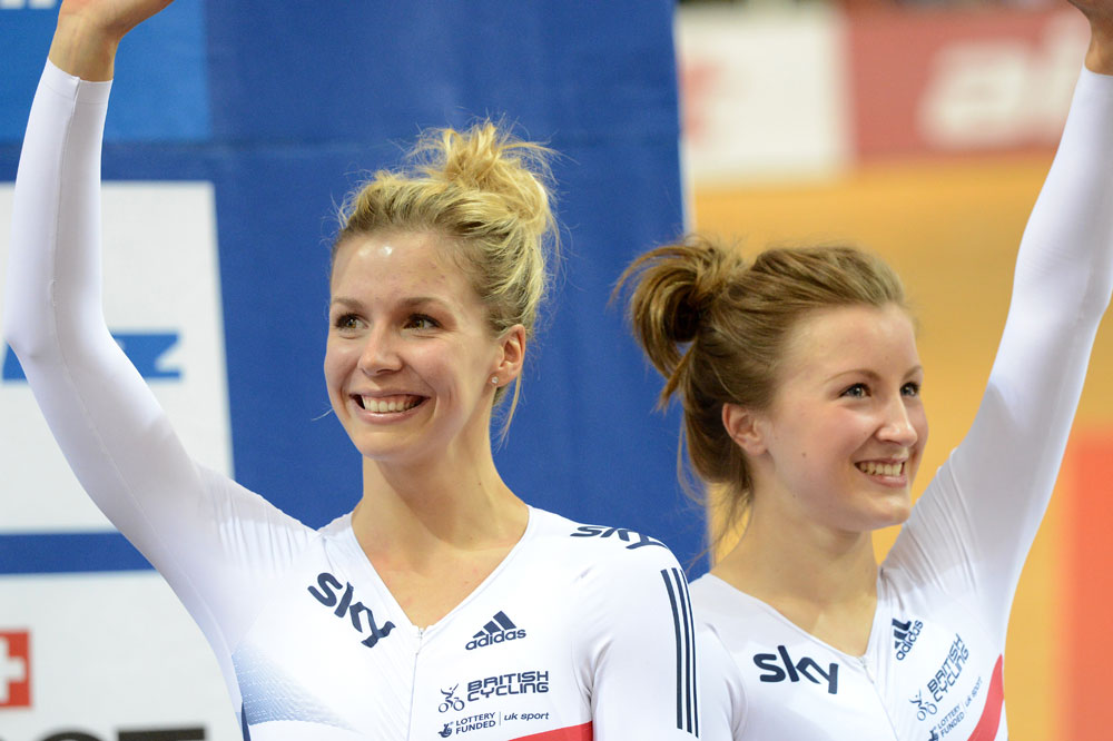 trackworlds13-d1-James-&-Wiliamson.jpg Becky James and Victoria Williamson, bronze in women's team sprint, Track World Championships 2013, day one