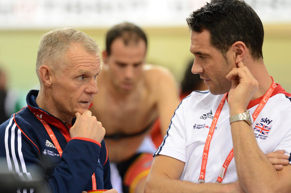 Shane Sutton and Chris Newton, Track World Championships 2013, day 2 morning