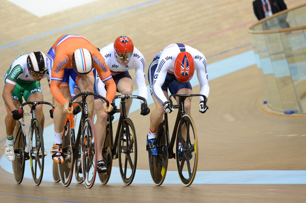 trackworlds13-d3am-Kenny-Crampton.jpg Jason Kenny and Matt Crampton in keirin, Track World Championships 2013, day three morning