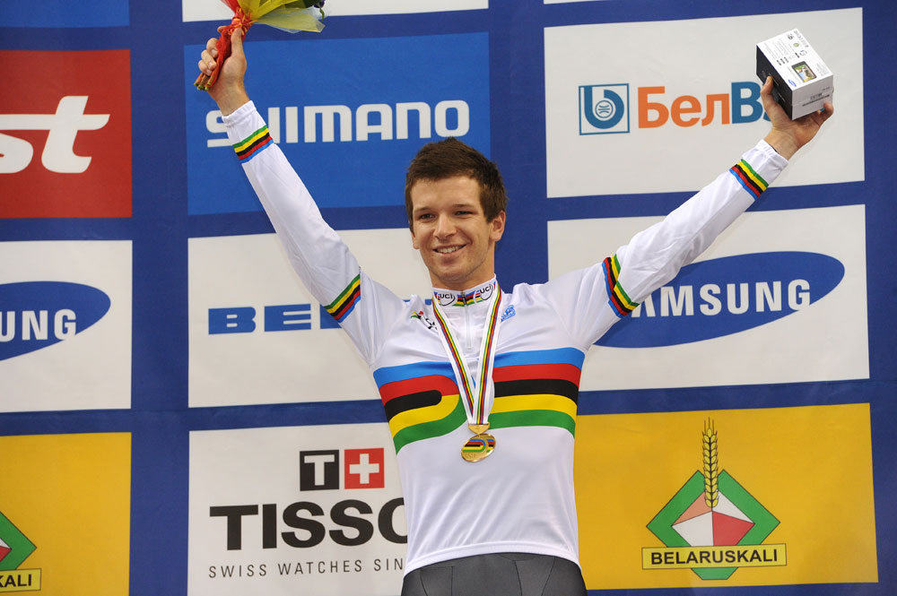 Gatey on podium, Track World Championships 2013, day four
