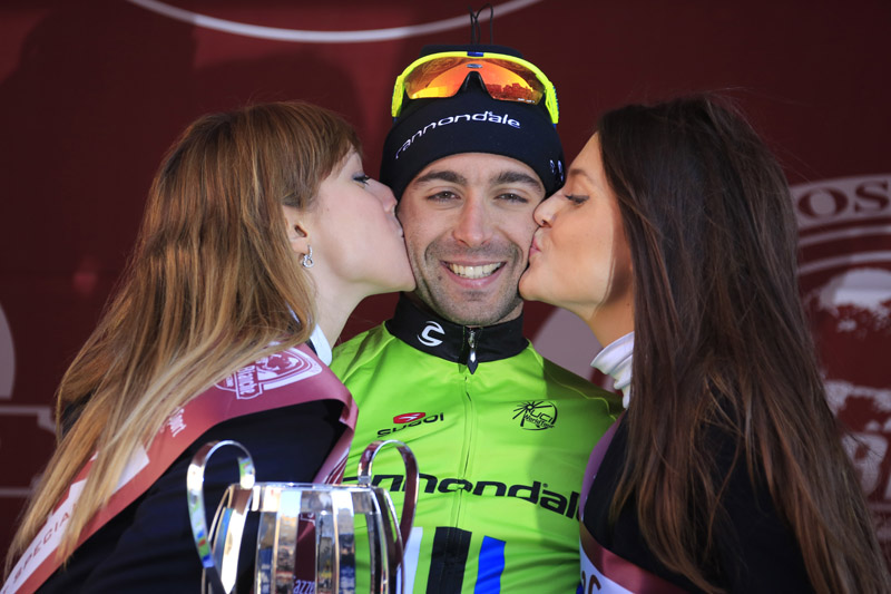 stradebianche2013-Podium WEB.jpg Moreno Moser on the podium, Strade Bianche 2013
