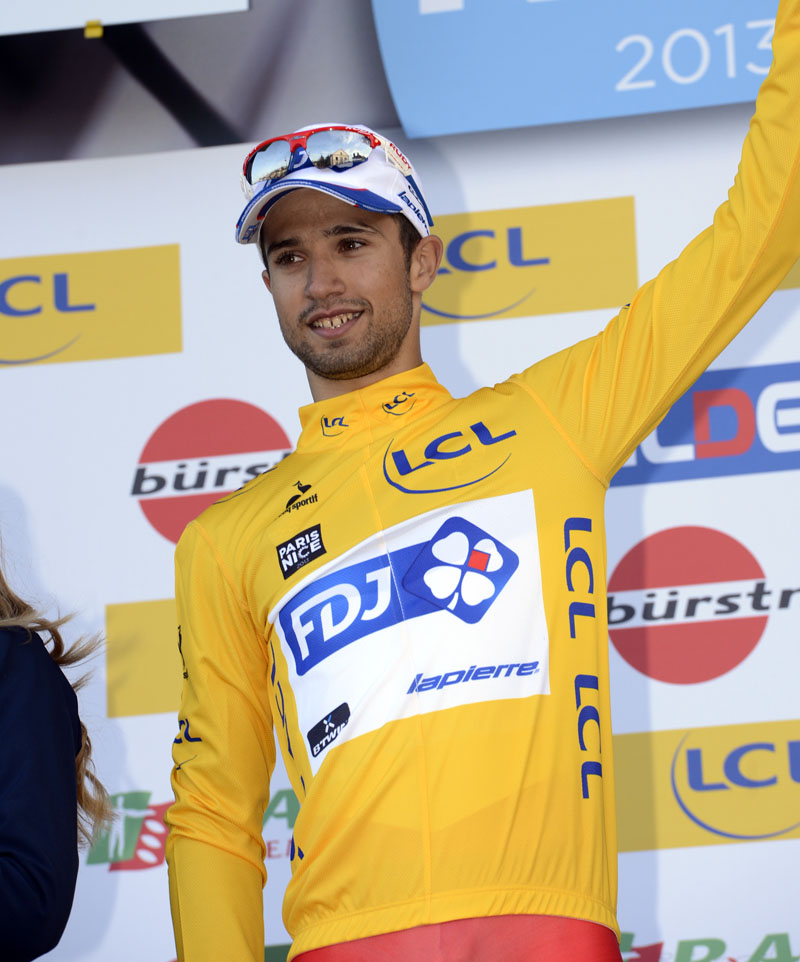 Nacer Bouhanni on podium, Paris-Nice 2013, stage one
