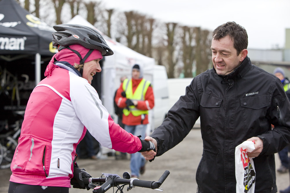 WiltshireWildcat-CCC-395.jpg Chris Boardman greets riders, Cycling Weekly Wiltshire Wildcat Sportive, 10 March 2013