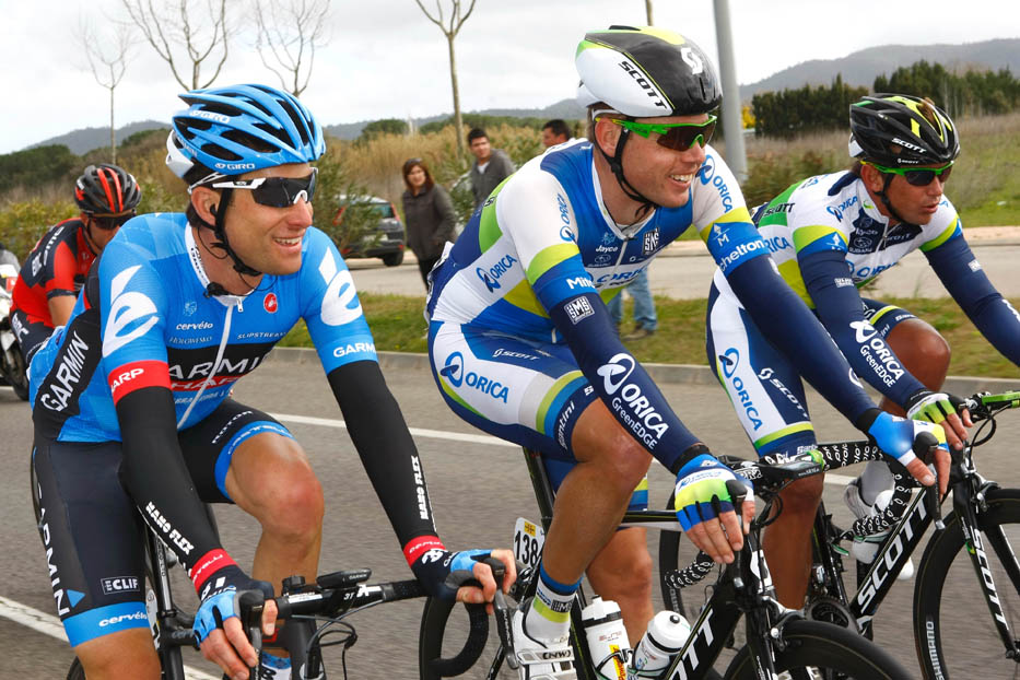 vac13st2-vdv-lancaster-davis.jpg Christian Vande Velde, Brett Lancaster and Allan Davis, Volta a Catalunya 2013, stage two