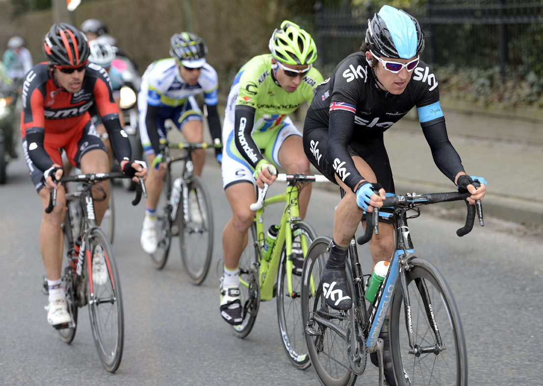 Geraint Thomas chases, E3 Harelbeke 2013 Geraint Thomas chases, E3 Harelbeke 2013