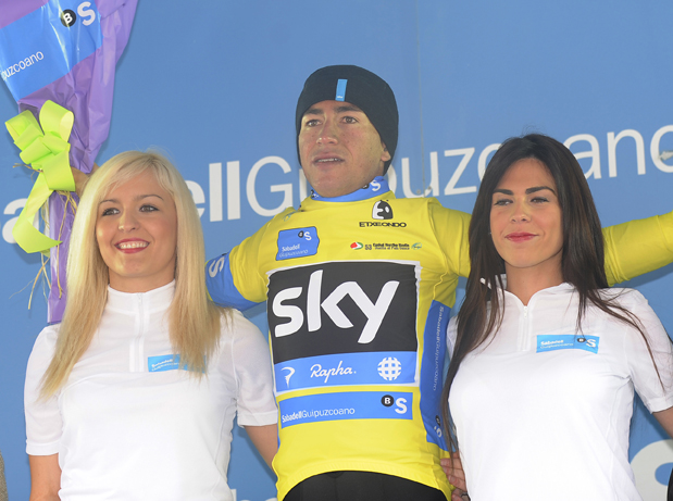 Sergio Henao on podium, Tour of the Basque Country 2013, stage five Sergio Henao on podium, Tour of the Basque Country 2013, stage five