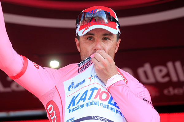 Luc Paolini in the race lead after stage 3 of the Giro d'Italia 2013 Luc Paolini in the race lead after stage 3 of the Giro d'Italia 2013