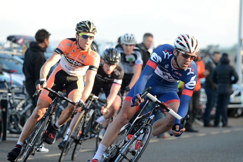 Yanto Barker at head of escape, Tour Series 2013, Kirkcaldy round 1 Yanto Barker at head of escape, Tour Series 2013, Kirkcaldy round 1