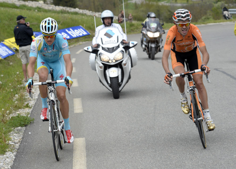 dauphine13-st7-fuglsang-sanchez.jpg Jakob Fuglsang and Samuel Sanchez, Criterium du Dauphine 2013, stage seven
