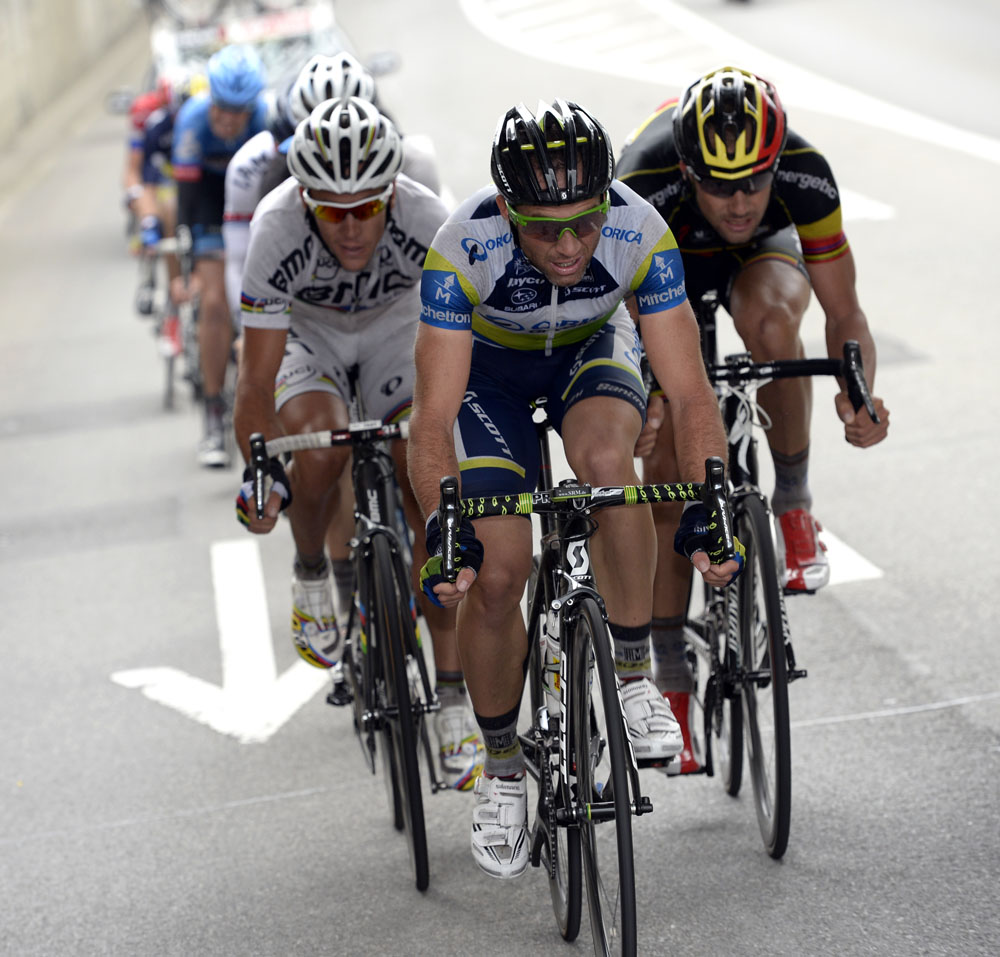 Michael Albasini, Tom Boonen and Philippe Gilbert in escape, Tour de Suisse 2013, stage three Michael Albasini, Tom Boonen and Philippe Gilbert in escape, Tour de Suisse 2013, stage three
