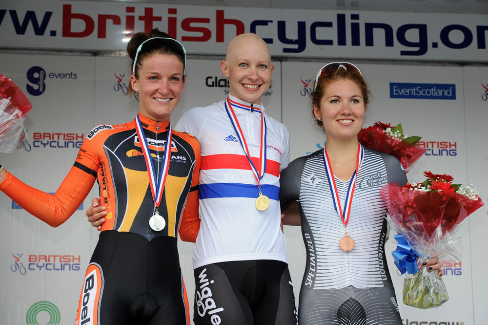 Women's podium, British time trial championships 2013 Women's podium, British time trial championships 2013