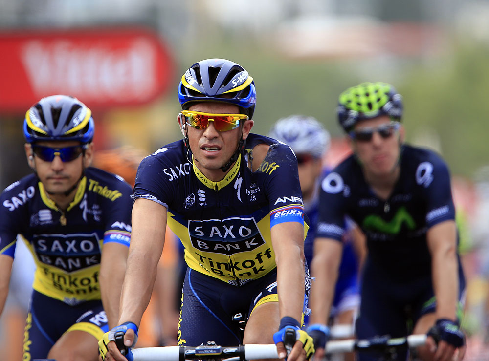 Alberto Contador at finish, Tour de France 2013, stage one Alberto Contador at finish, Tour de France 2013, stage one