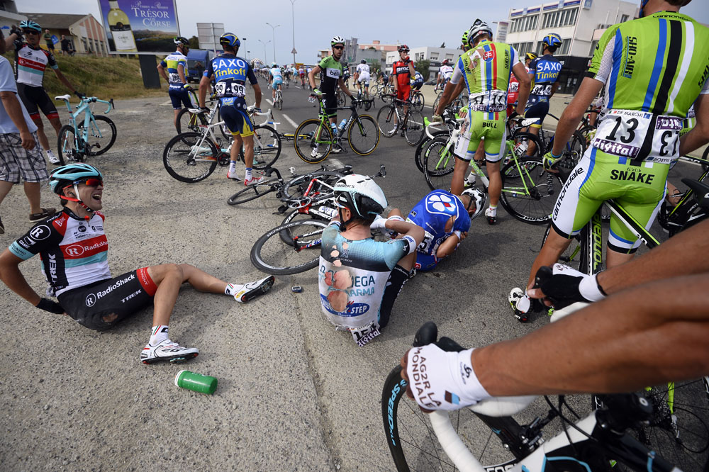 Tony Martin and Tony Gallopin crash, Tour de France 2013, stage one Tony Martin and Tony Gallopin crash, Tour de France 2013, stage one