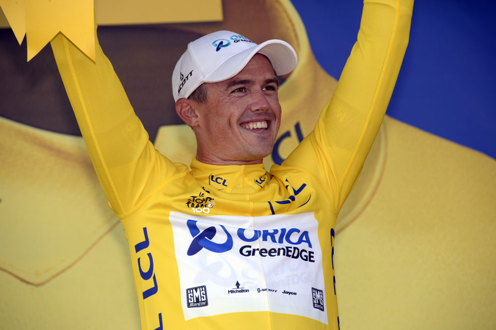 Simon Gerrans in race lead, Tour de France 2013, stage four TTT Simon Gerrans in race lead, Tour de France 2013, stage four TTT