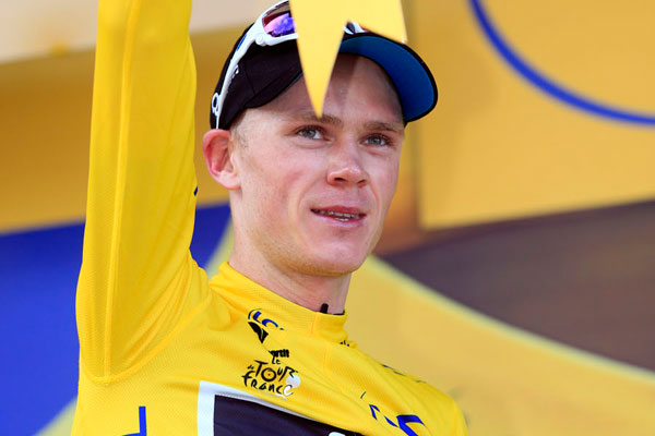Chris Froome on podium, Tour de France 2013, stage eight Chris Froome on podium, Tour de France 2013, stage eight