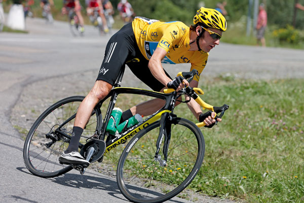Photo: Bradley Wiggins leading the 2012 Tour de France. 