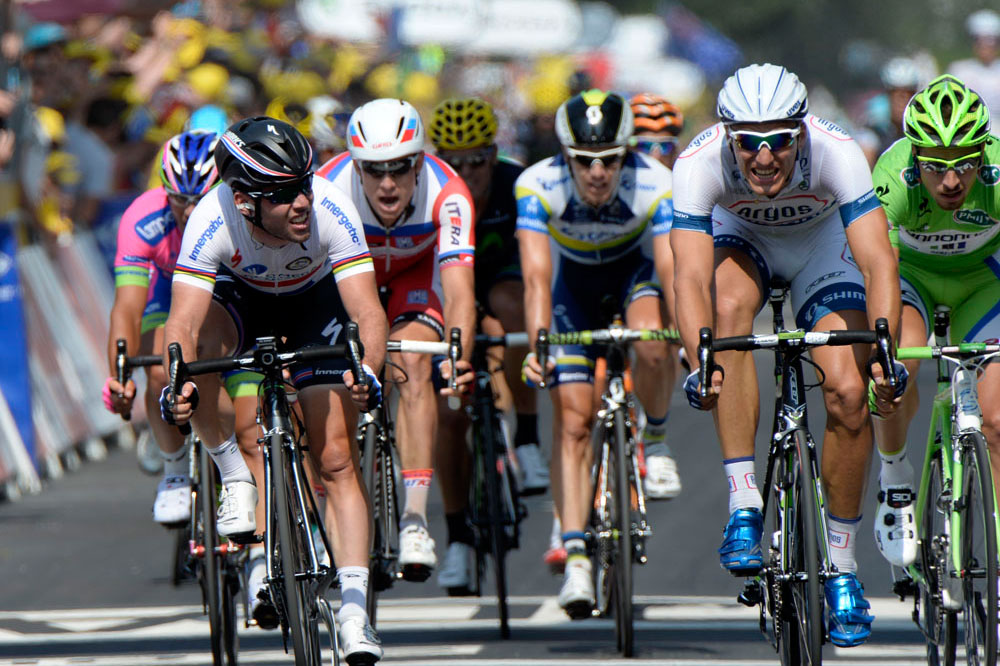 Photo: Marcel Kittel beats Mark Cavendish, Tour de France 2013, stage 12. 