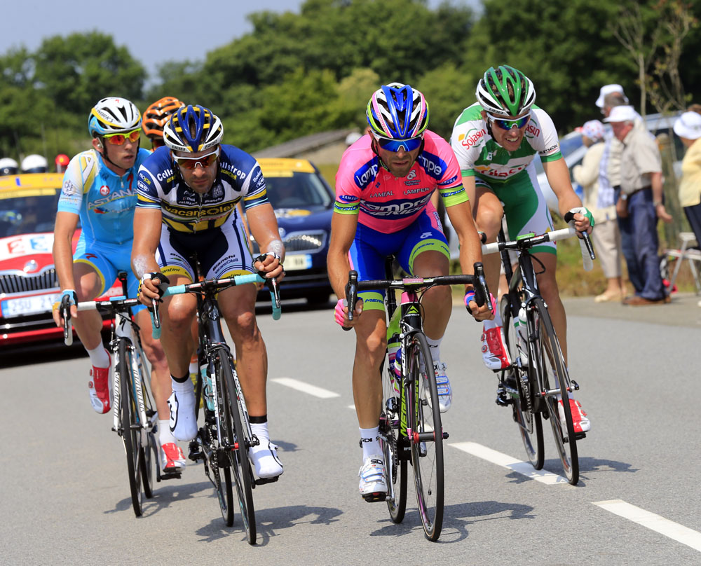 tdf13-st12-flecha-mori_escape.jpg Juan Antonio Flecha and Manuele Mori in escape, Tour de France 2013, stage 12