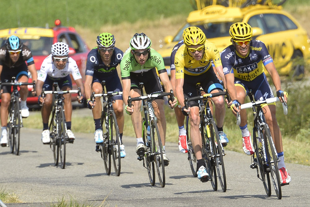 Contador anf Froome descend, Tour de France 2013, stage 16 Contador and Froome descend, Tour de France 2013, stage 16