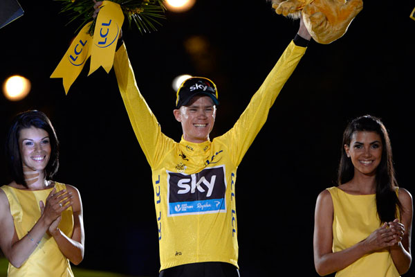 Chris Froome on podium, Tour de France 2013, stage 21 Chris Froome on podium, Tour de France 2013, stage 21