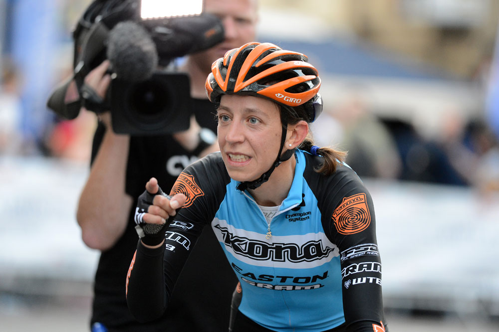 Photo: Wyman beat Sanne Cant (Enertherm-BKCP) into second, with British cyclo-cross national champion Nikki Harris (Telenet-Fidea) completing the podium in third. . 