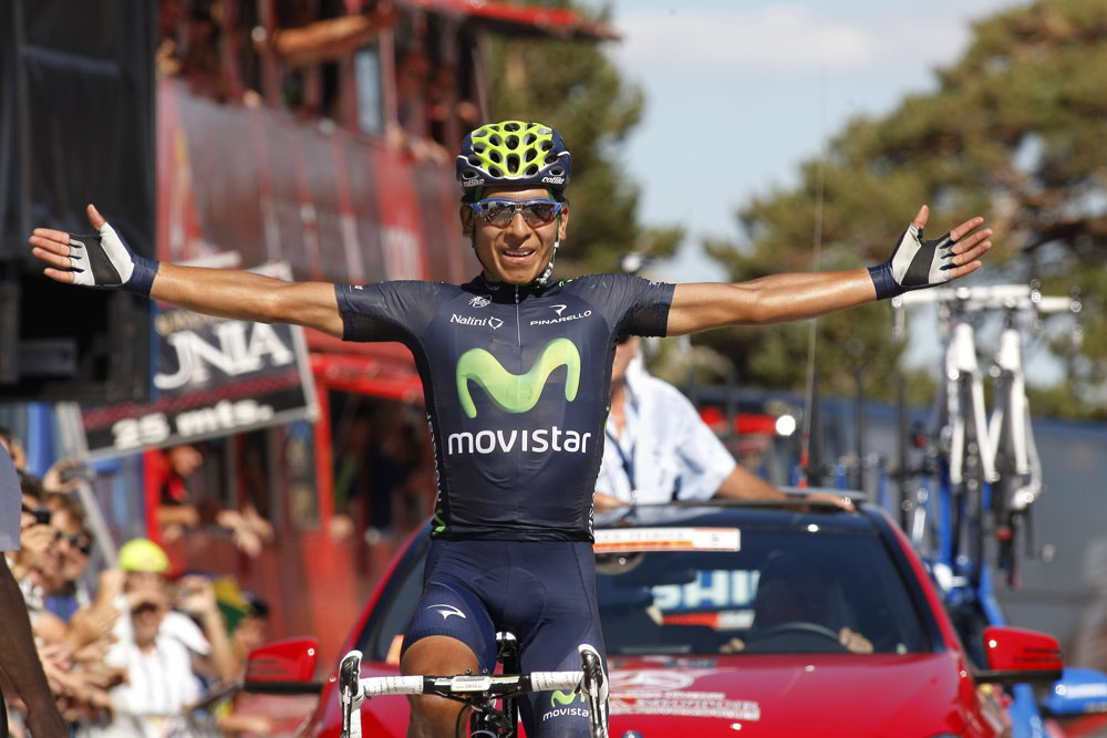 Nairo Quintana celebrates victory, Vuelta a Burgos 2013, stage 5 Nairo Quintana celebrates victory, Vuelta a Burgos 2013, stage 5