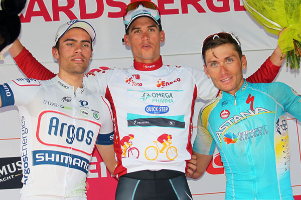 Eneco-Tour-Podium.jpg Zdenek Stybar, Tom Dumoulin, Andriy Grivko, Eneco Tour 2013, stage seven.