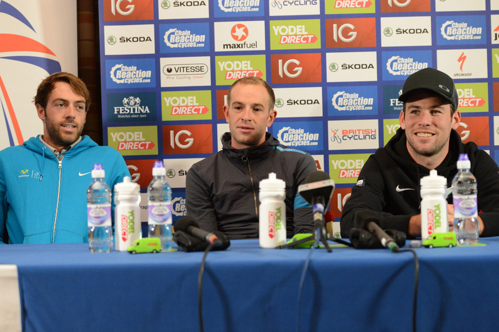 Alex Dowsett, Ian Stannard and Mark Cavendish, Tour of Britain 2013 Alex Dowsett, Ian Stannard and Mark Cavendish, Tour of Britain 2013