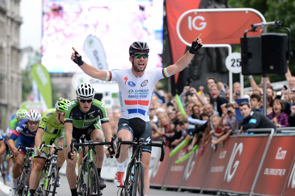 Mark Cavendish wins sprint, Tour of Britain 2013, stage eight Mark Cavendish wins sprint, Tour of Britain 2013, stage eight