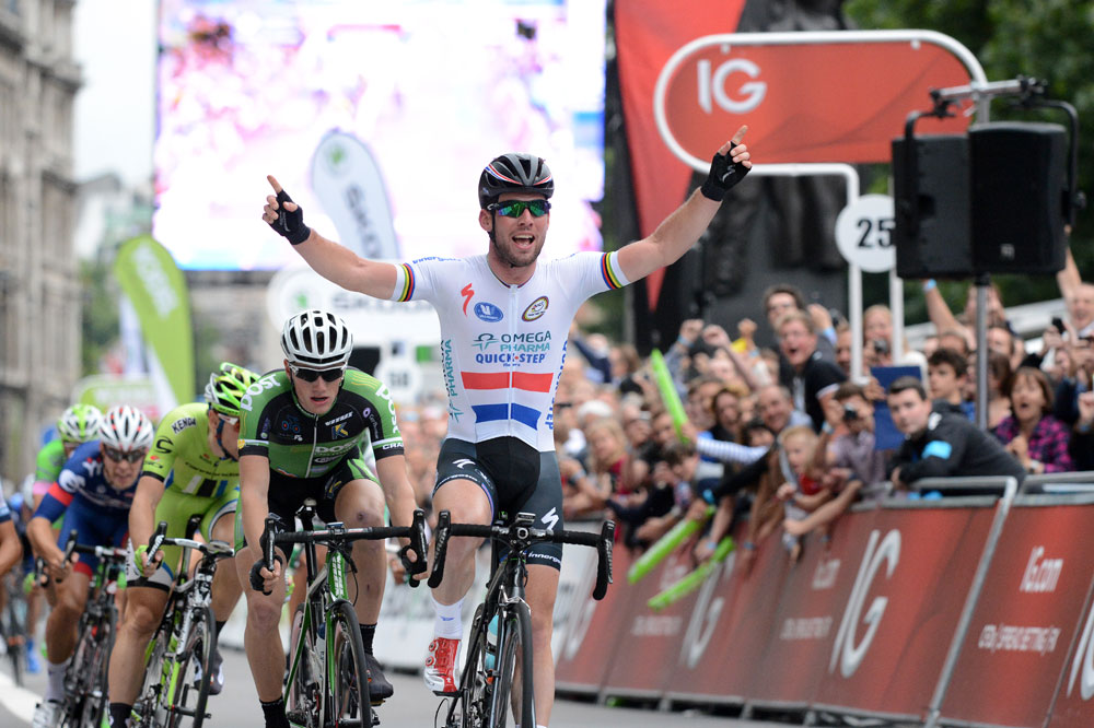 Photo: Mark Cavendish wins sprint, Tour of Britain 2013, stage eight. 