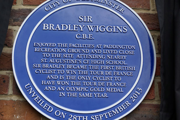 Sir Bradley Wiggins blue plaque Sir Bradley Wiggins blue plaque