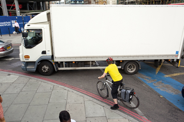 Lorry cyclist london cycle superhighway lorry, cyclist, london, super, highway